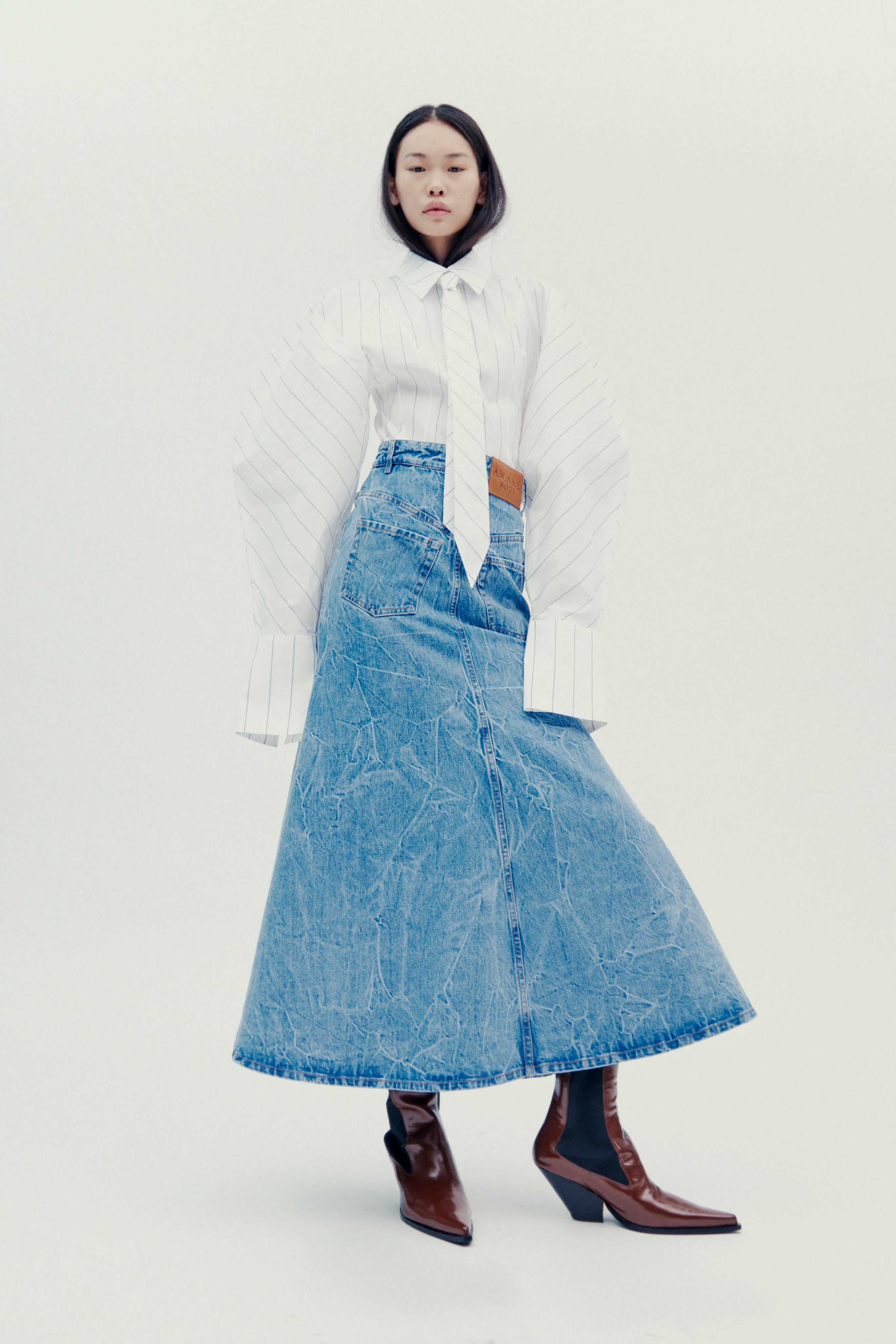 Acid Wash Denim Skirt Indigo Acid Wash | Luxury Womenswear | A.W.A.K.E MODE A.W.A.K.E. MODE Acid Wash Denim Skirt Indigo Acid Wash | Luxury Womenswear | A.W.A.K.E MODE A.W.A.K.E. MODE