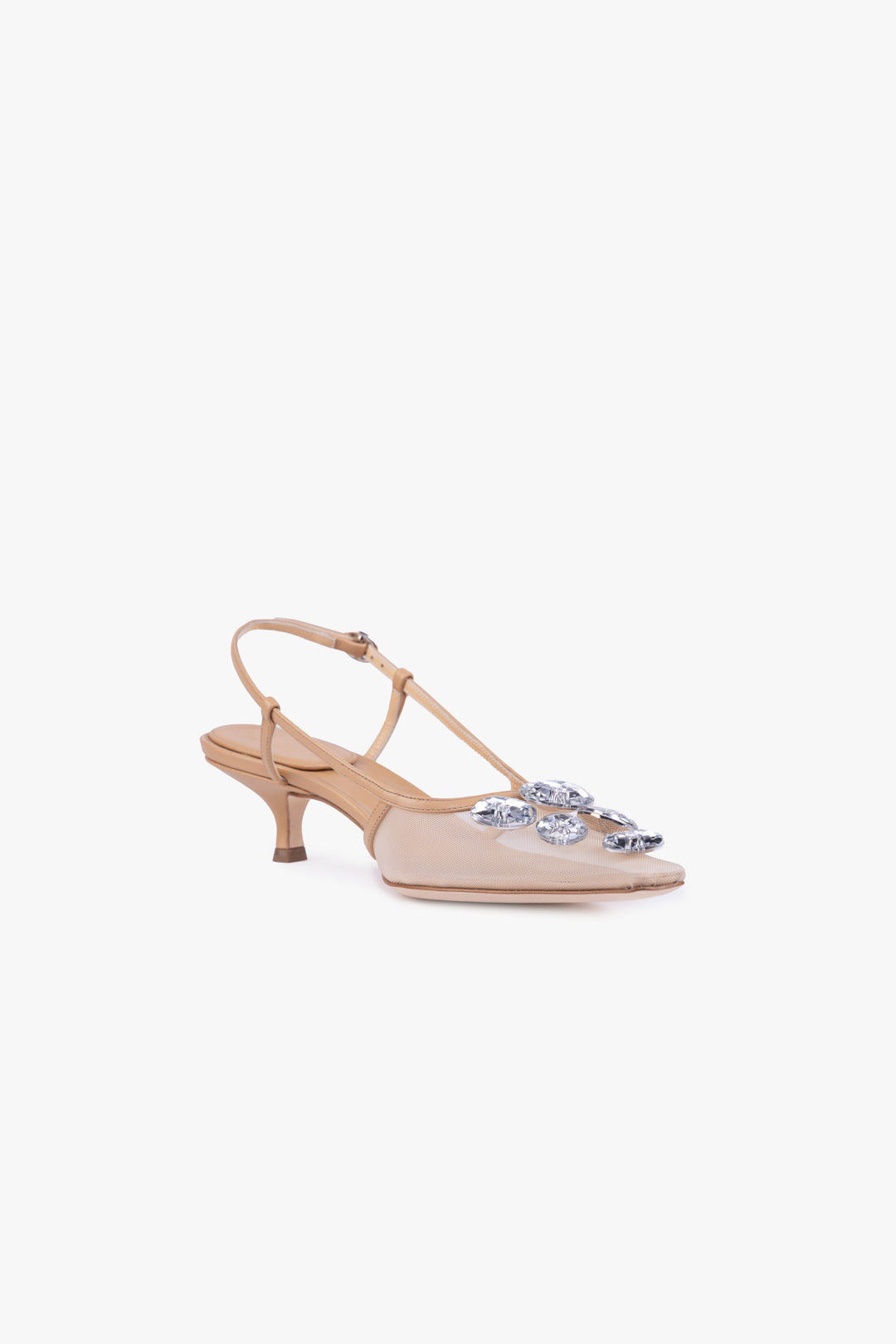 Amanda Kitten Heel Crystal Beige