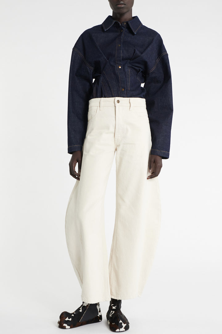 Denim Jeans With Inserts Ecru Denim