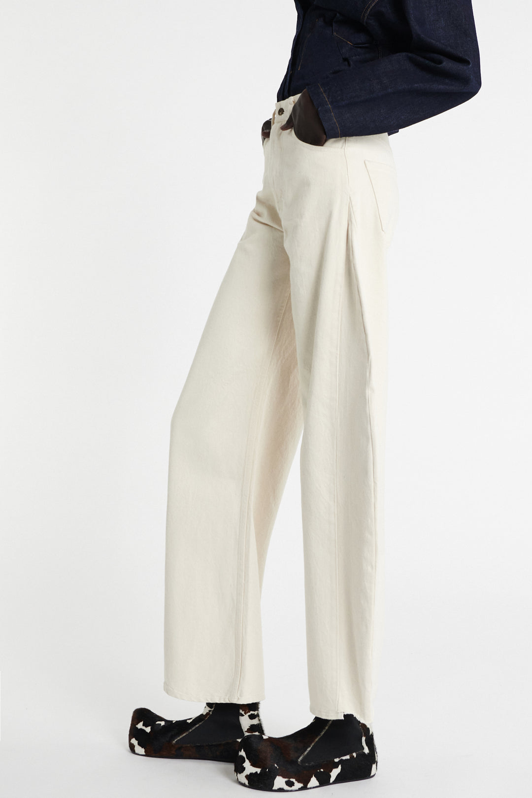 Denim Jeans With Inserts Ecru Denim