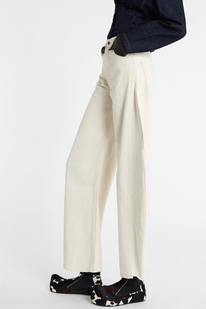 Denim Jeans With Inserts Ecru Denim