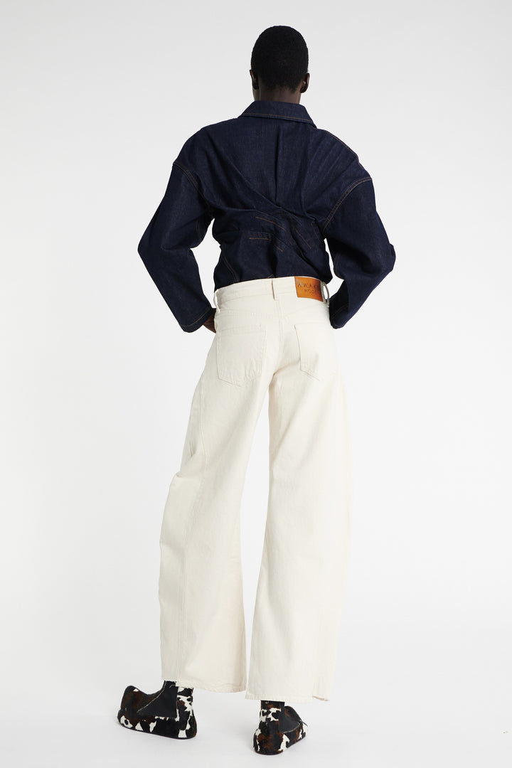 Denim Jeans With Inserts Ecru Denim