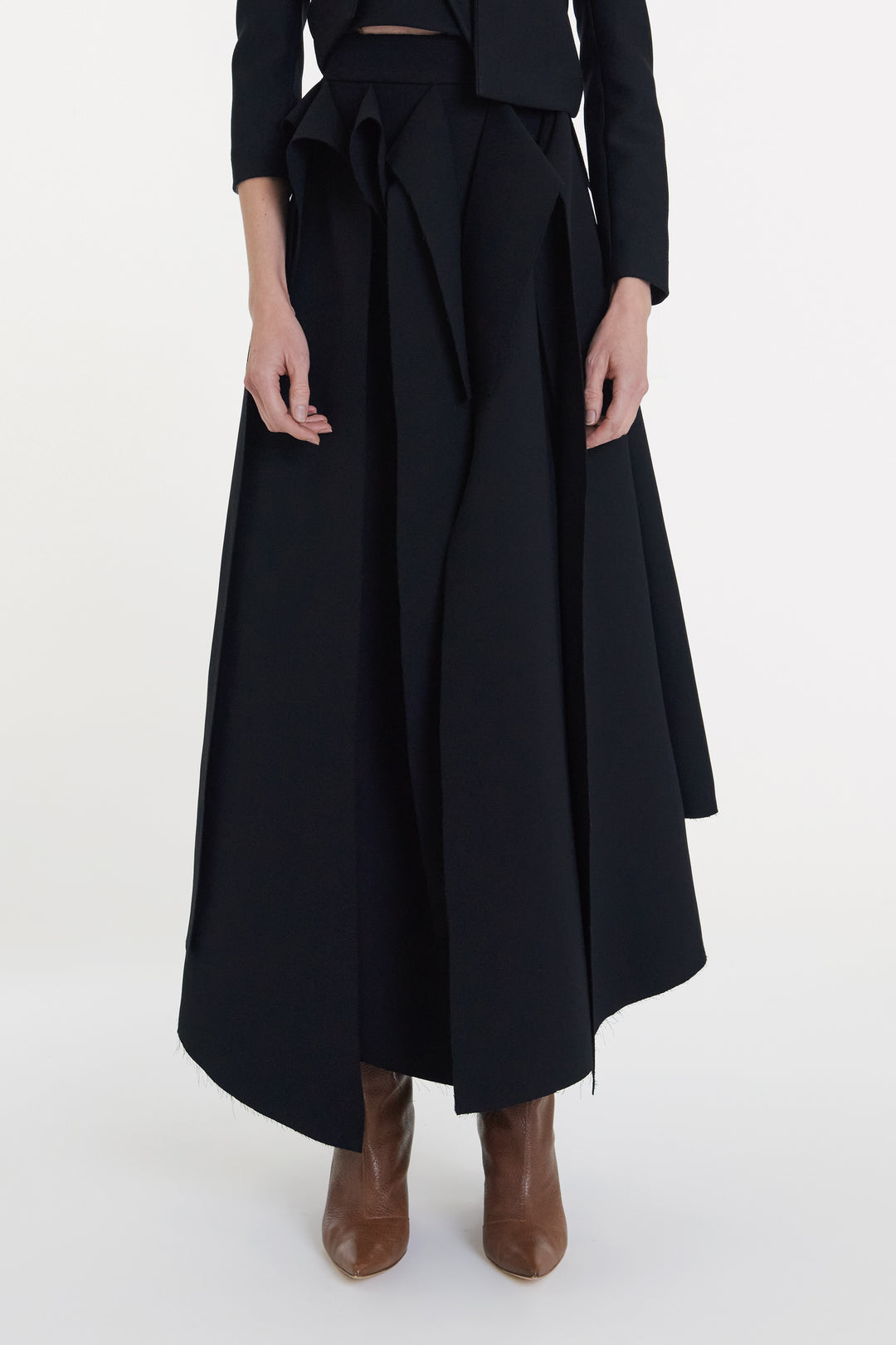 Multiple Asymmetric Panels Skirt Black