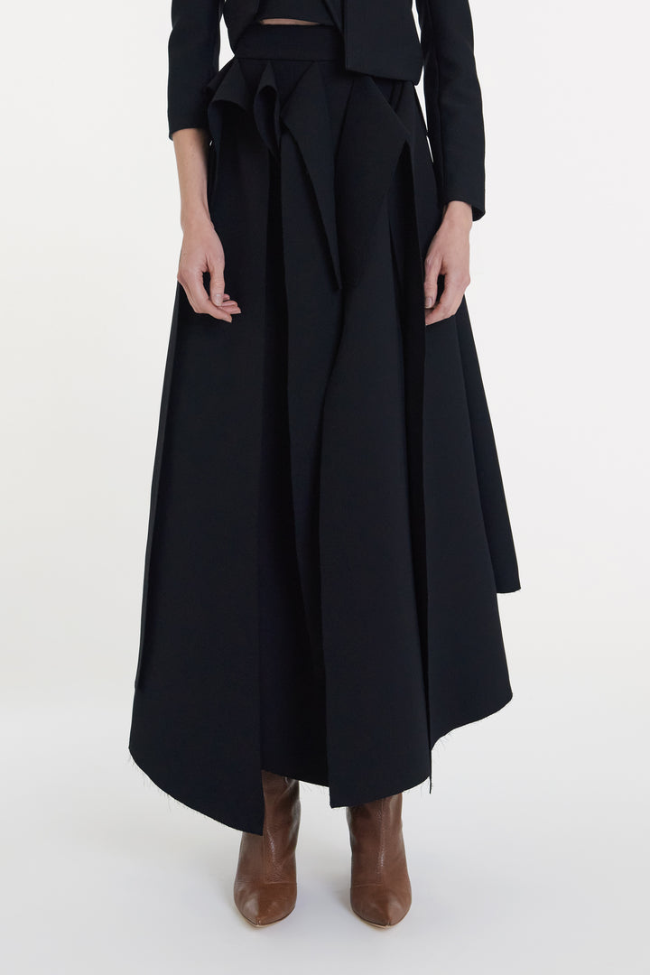 Multiple Asymmetric Panels Skirt Black
