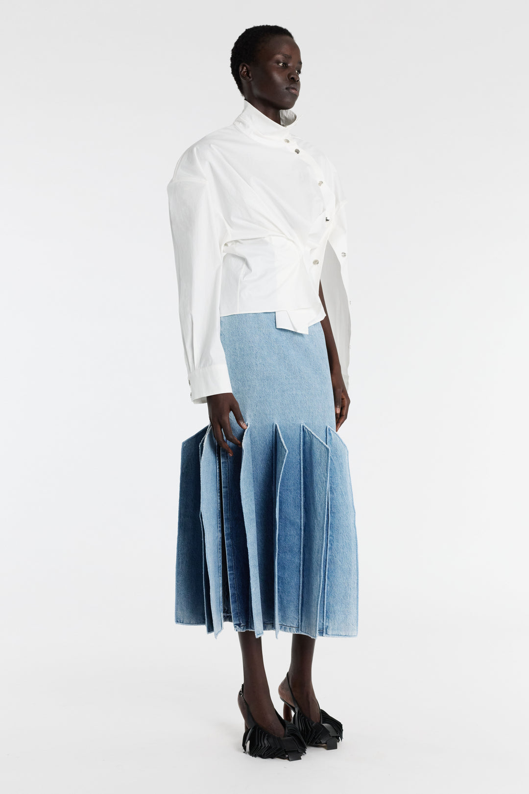 Asymmetric Collar Shirt White