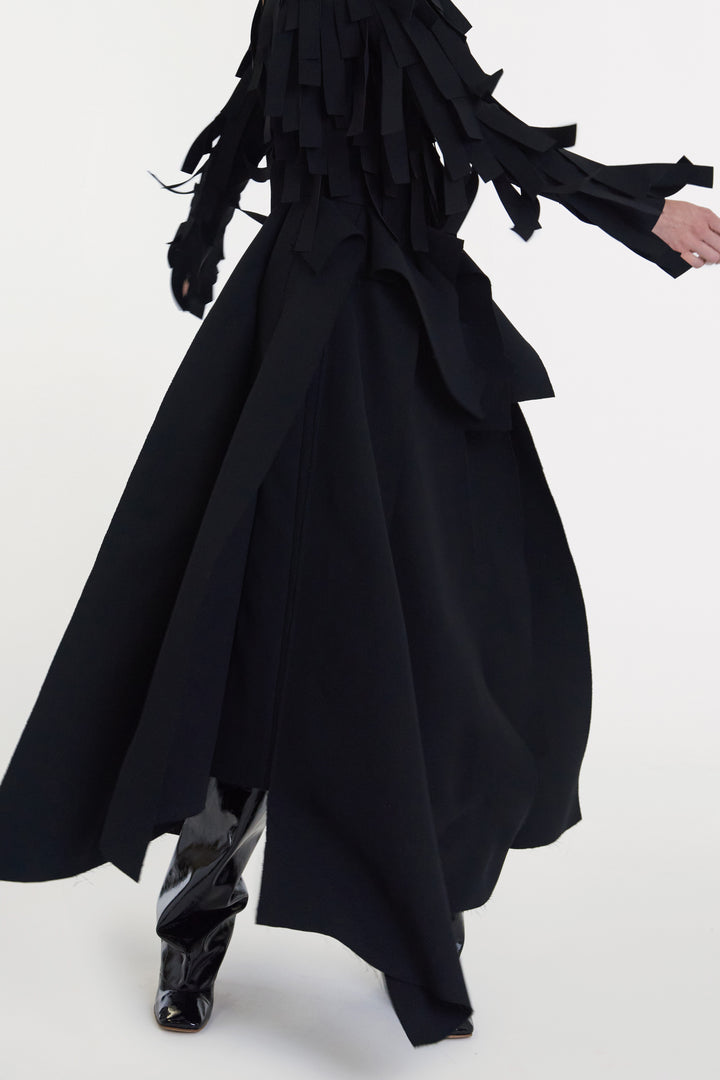 Multiple Asymmetric Panels Skirt Black