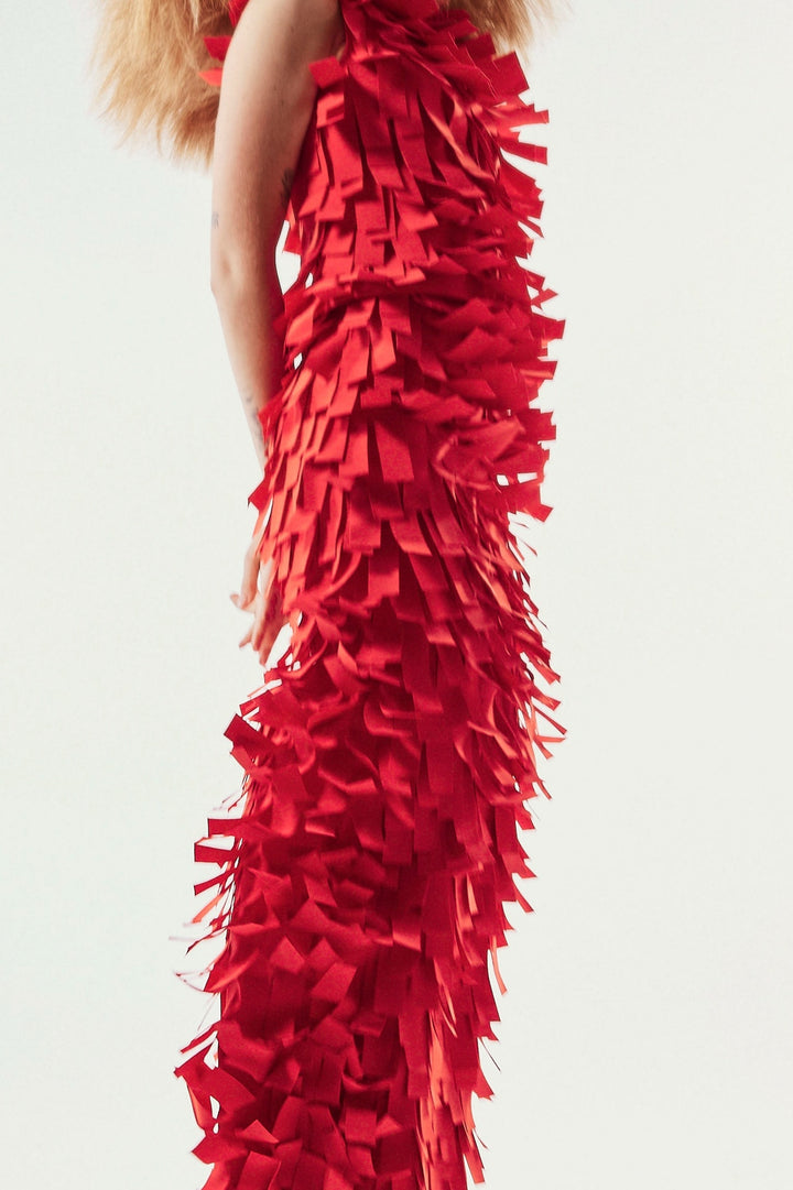 Multi Rectangle Skirt Red