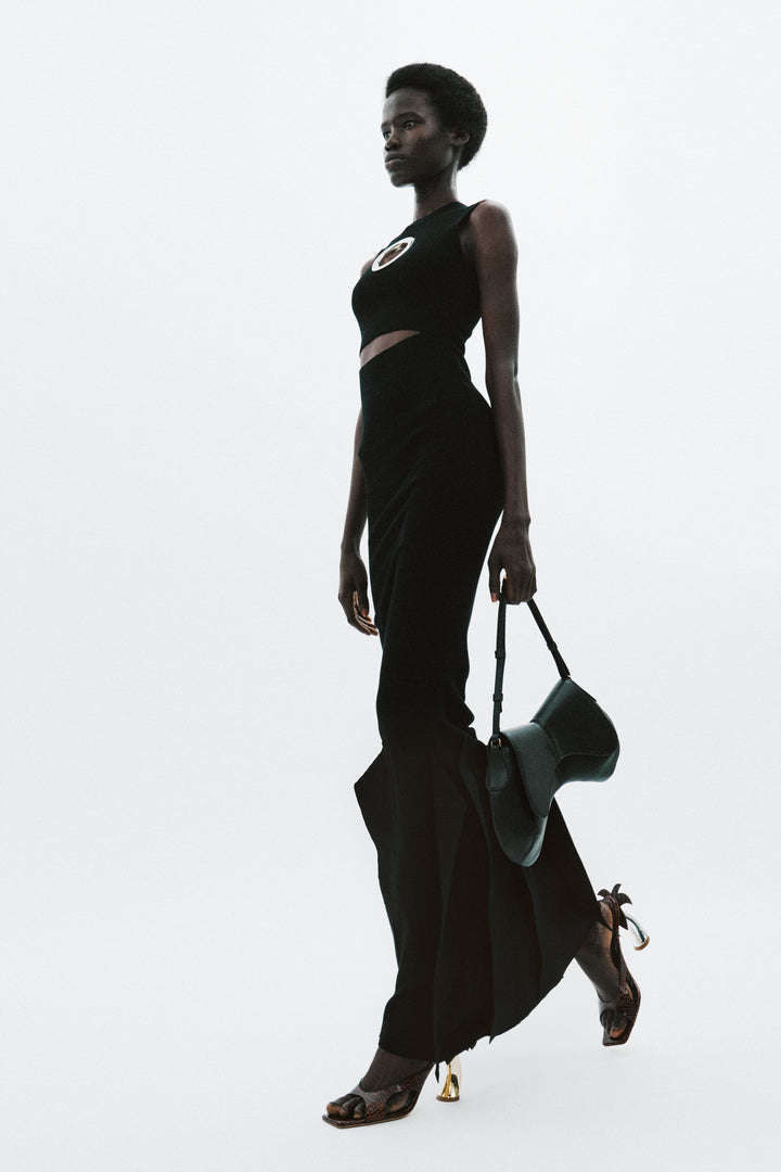 Knit Dress With Hem Panel Detail Black