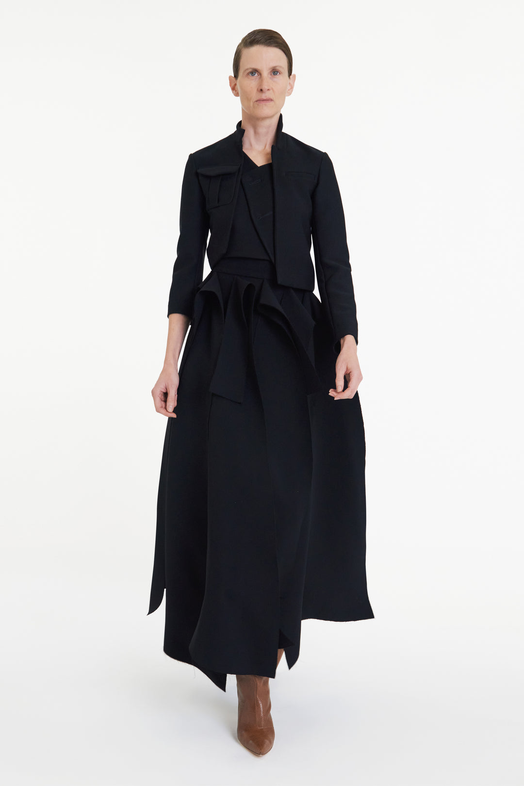 Multiple Asymmetric Panels Skirt Black