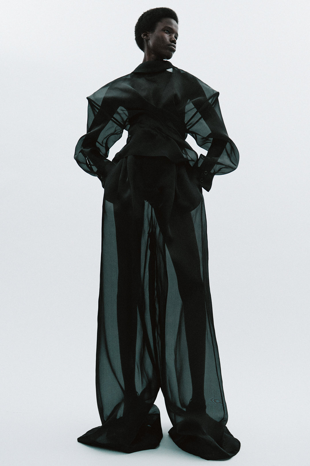 Organza Twisted Shirt Black