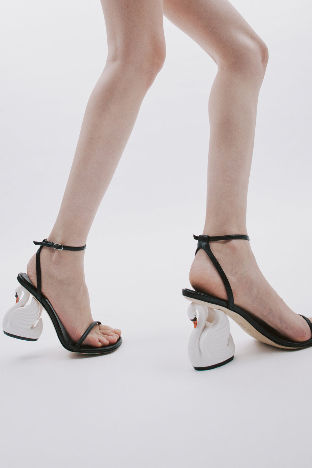 Beta Shoes With Swan Heel Black White
