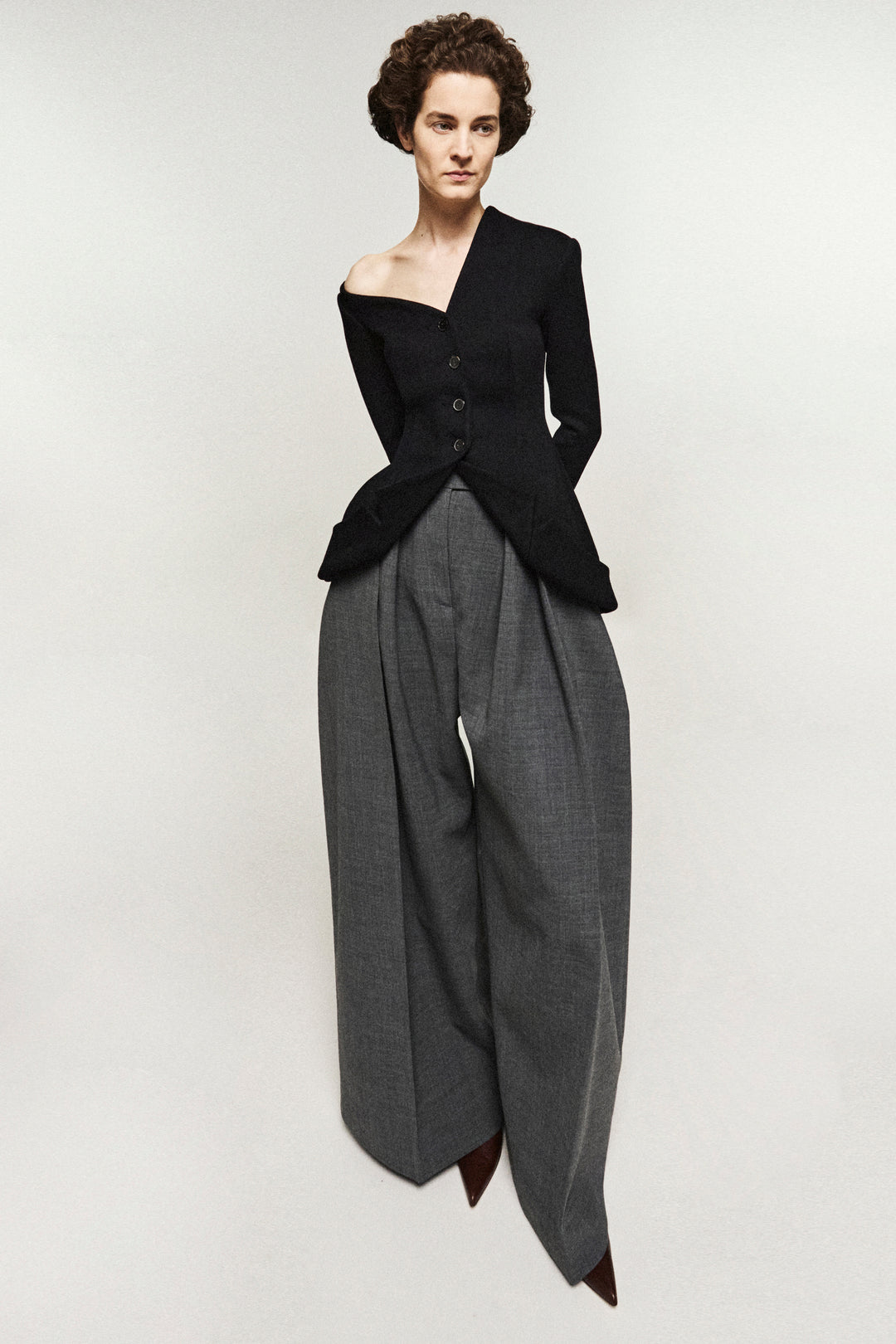 Rounded Tailored Trousers Grey