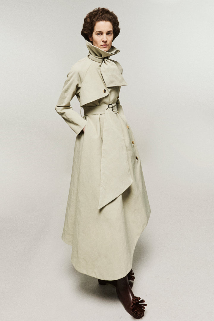 Flared Belted Trench Coat Light Khaki