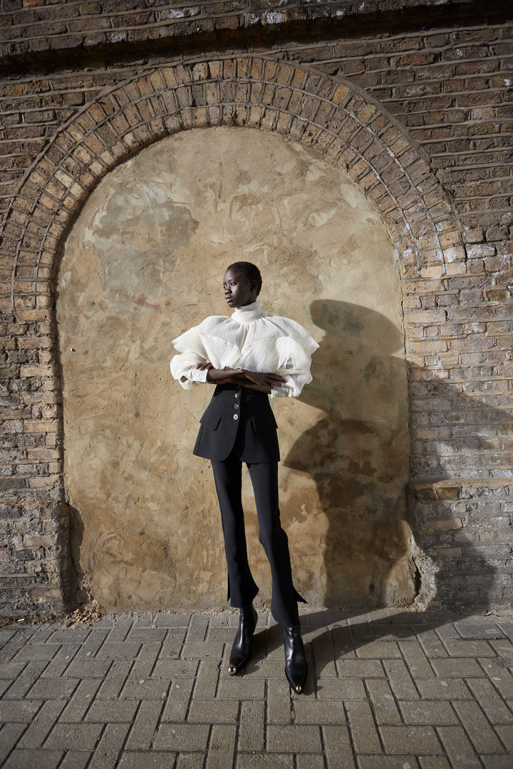 Slim Leg Trouser With Basque Detail Black