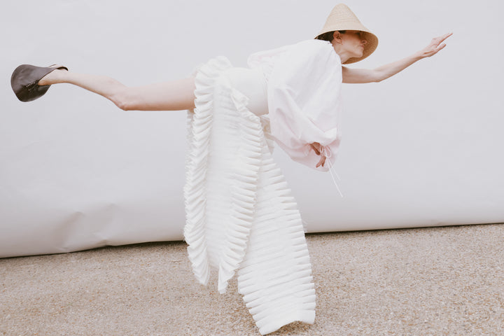 One-Sleeve Voluminous Top Pale Pink