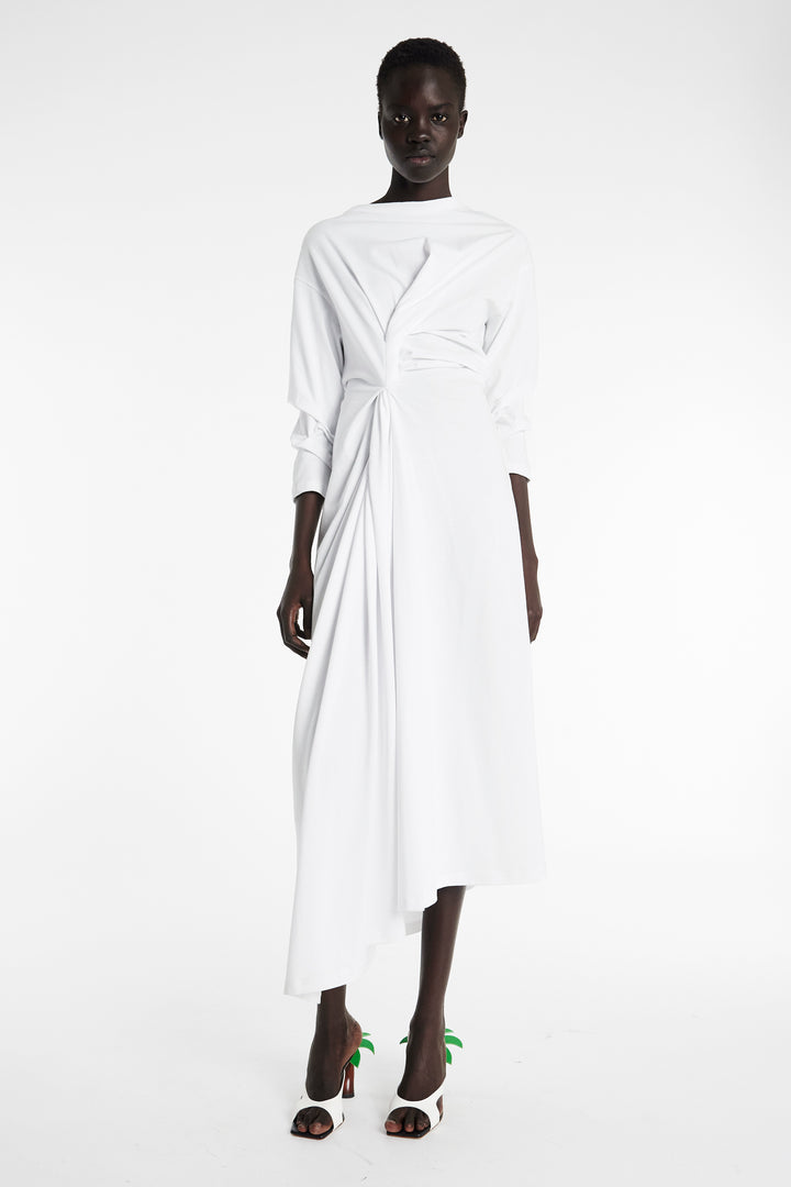 Knotted Jersey Dress White