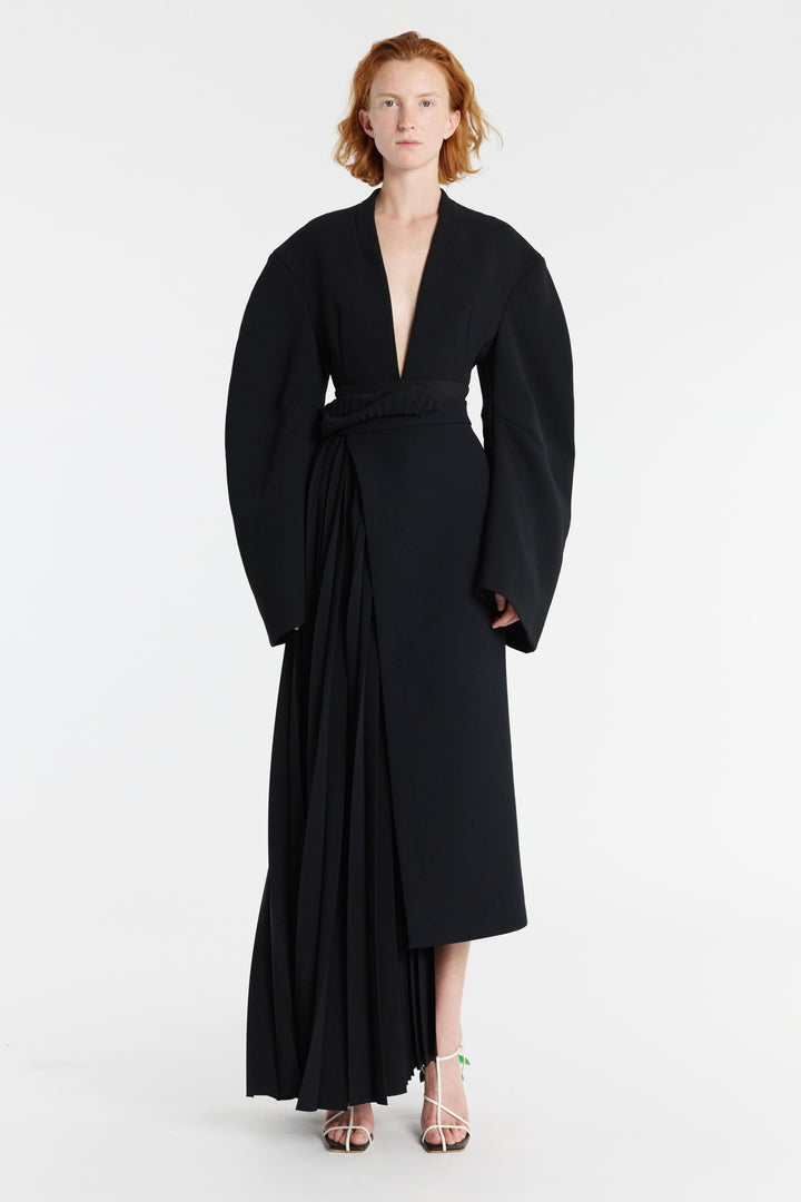 Skirt With Pleated Insert Black