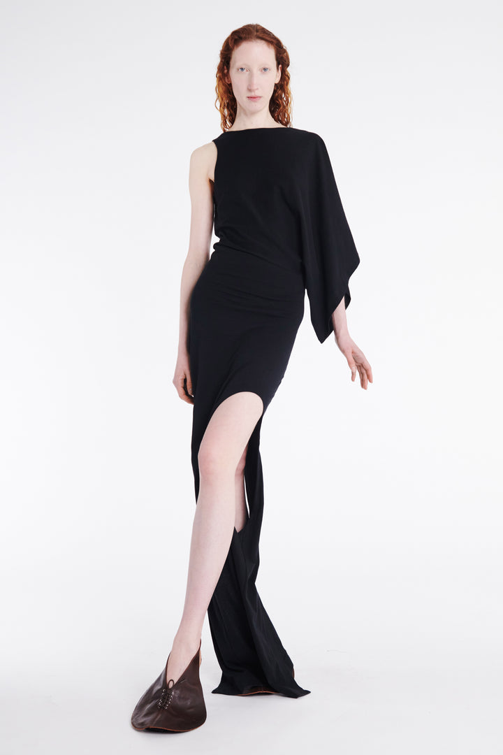 Asymmetric Maxi Dress With Cutout Black