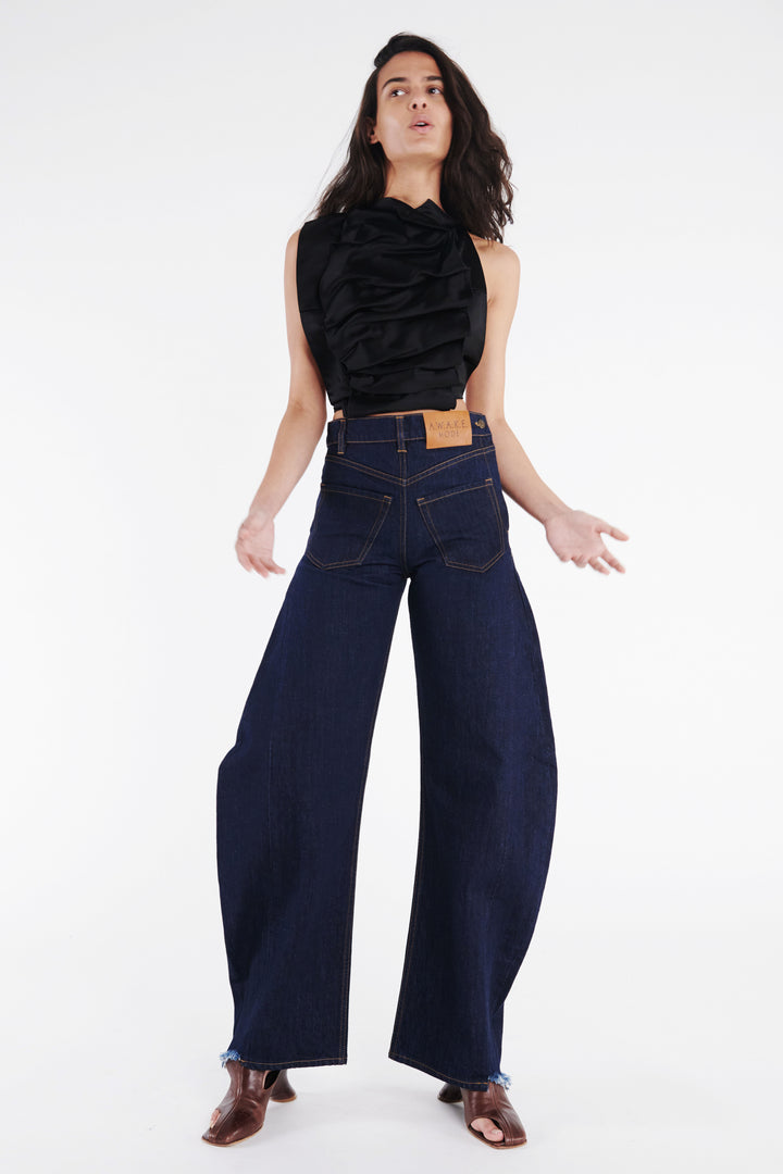Mirror Jeans With Side Inserts Indigo Rinse Wash
