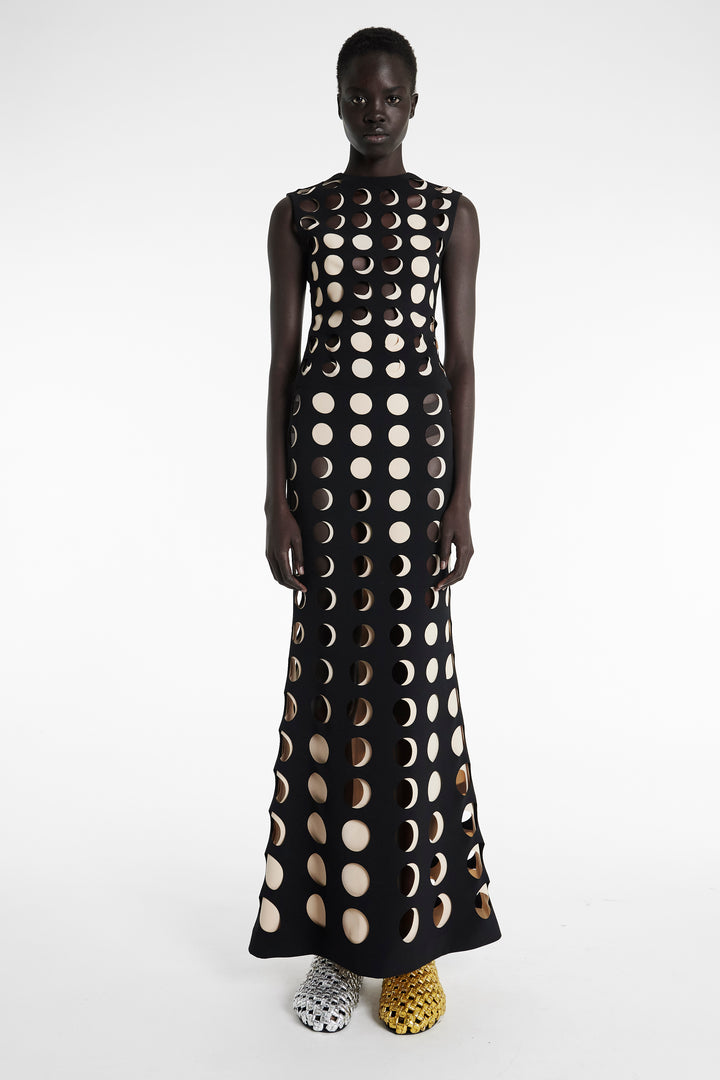 Top With Layered Circular Cutouts Black Nude