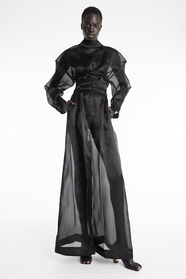Organza Wide Leg Pants Black