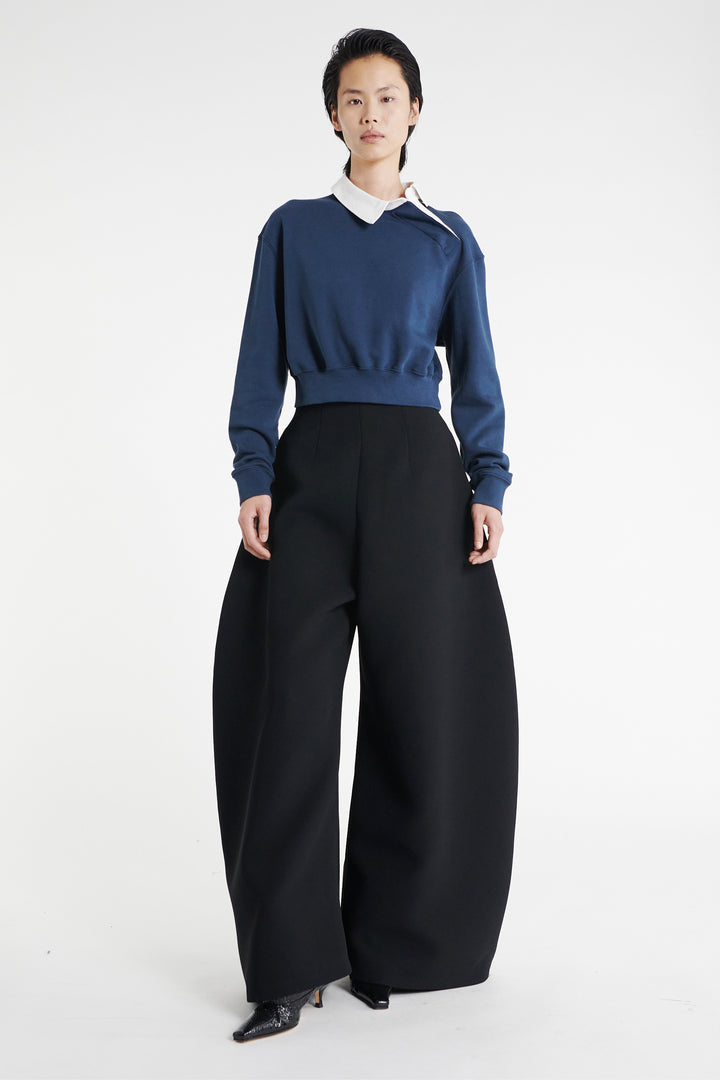 High Rise Rounded Trousers Black