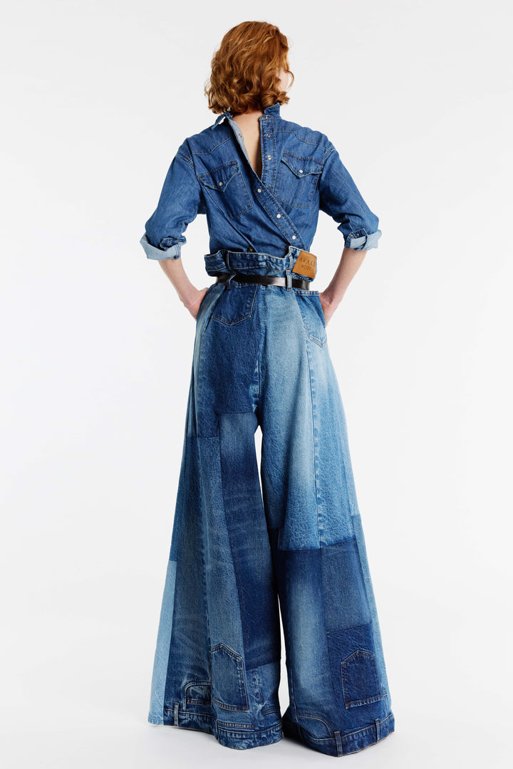 Back To Front Denim Shirt Mid Blue