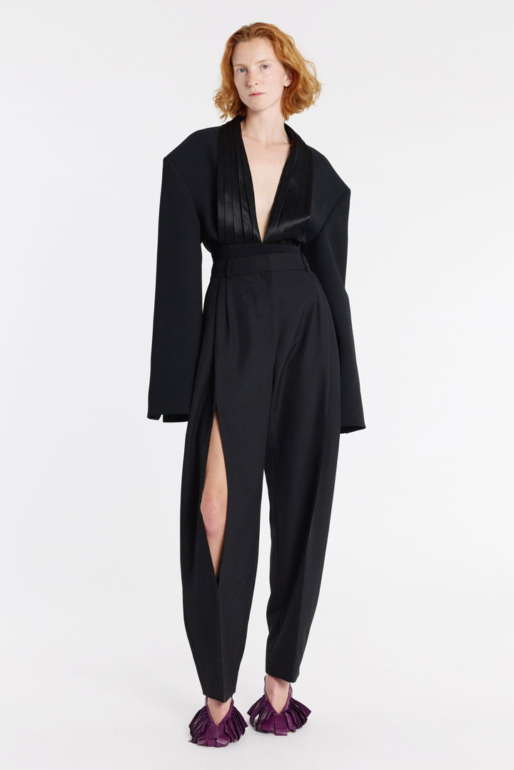 Pants With Vertical Slit Knees Black | Luxury Womenswear