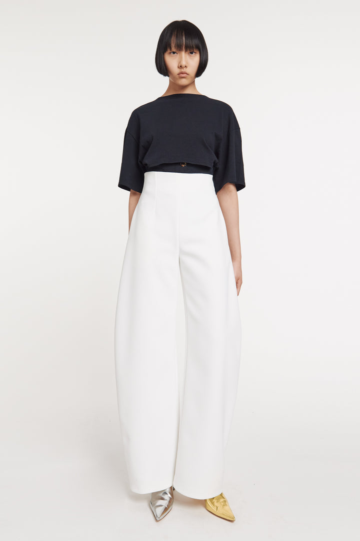 Rounded Tailored Trousers White