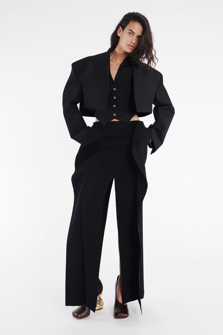 Cropped Tuxedo Jacket Black