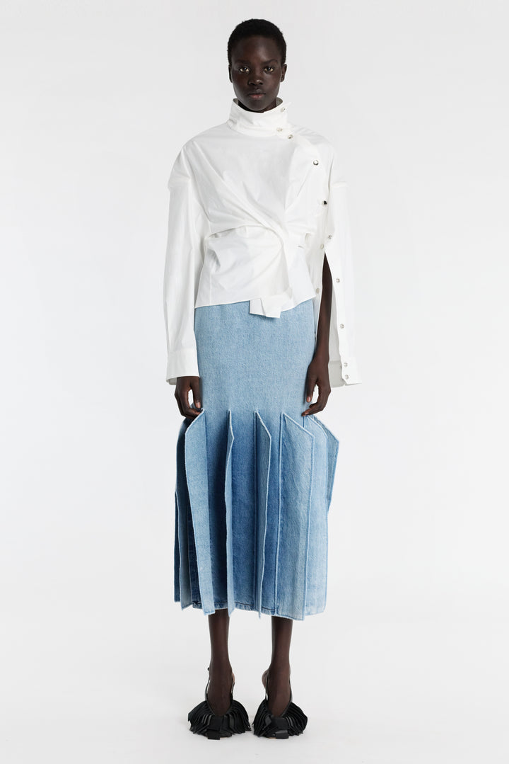 Asymmetric Collar Shirt White