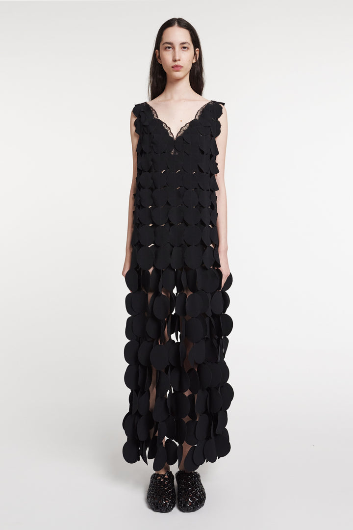 Multi Circle Layered Dress With Lace Insert Black | Luxury