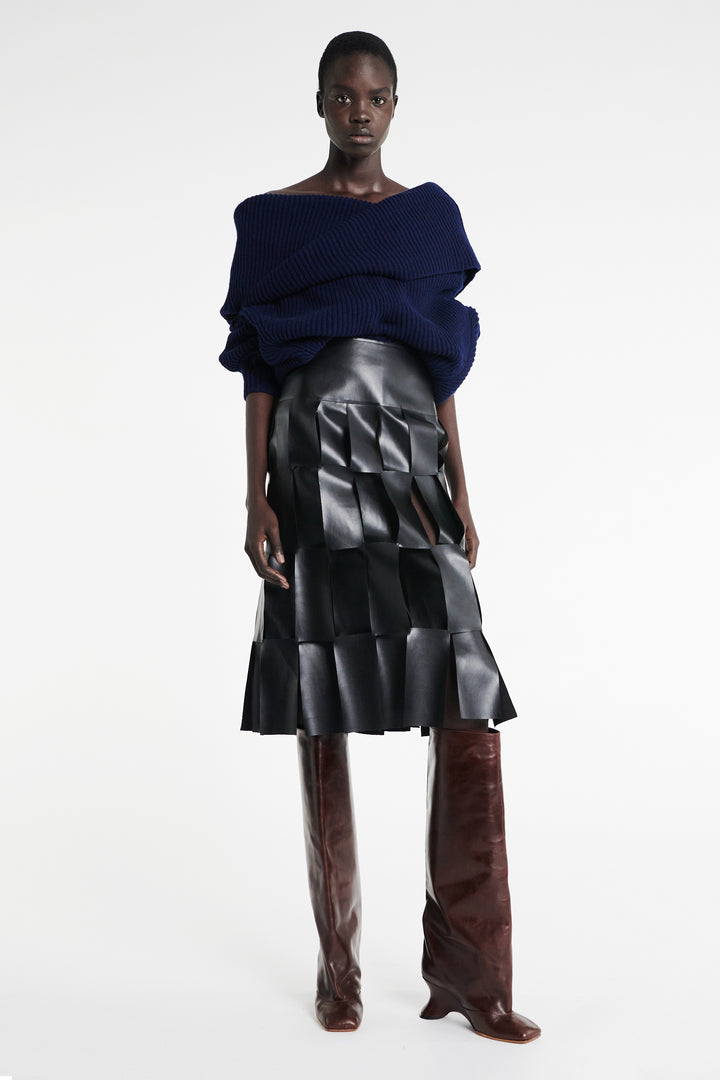 Midi Multi Rectangle Skirt Black