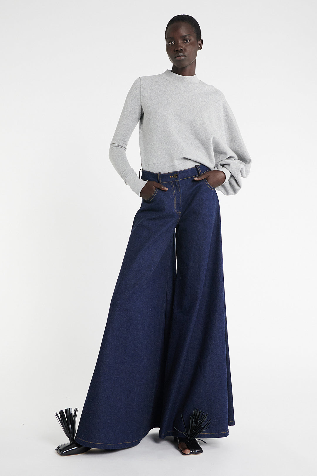Wide Leg Denim Indigo Rinse Wash