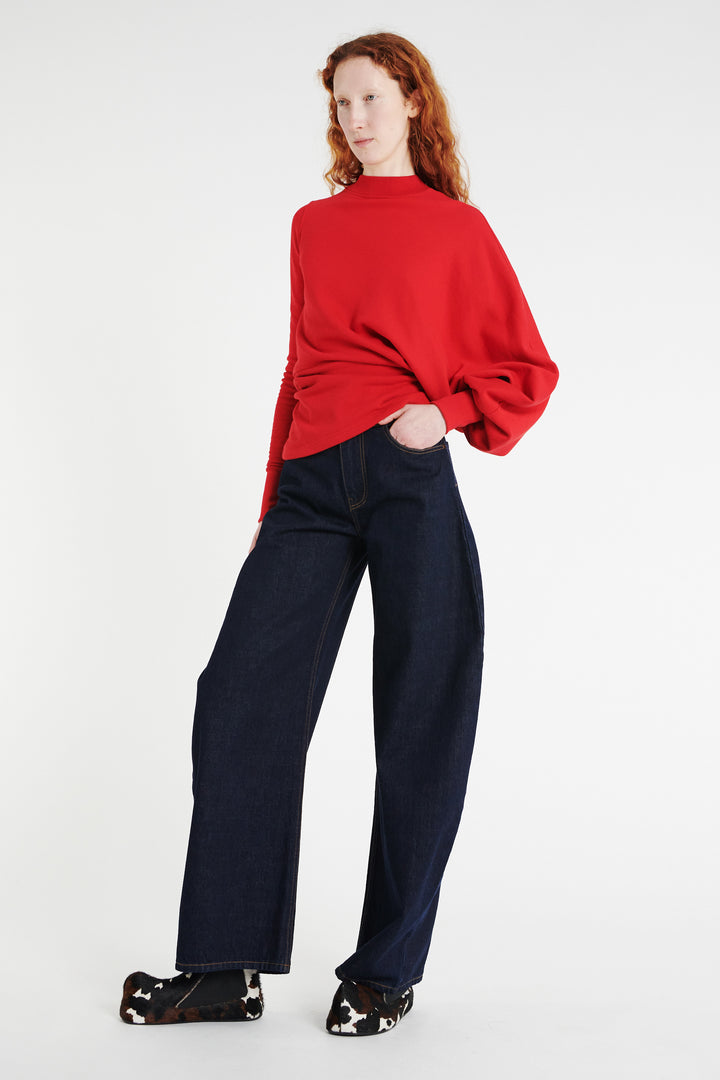Slouched Sleeve Sweatshirt Red