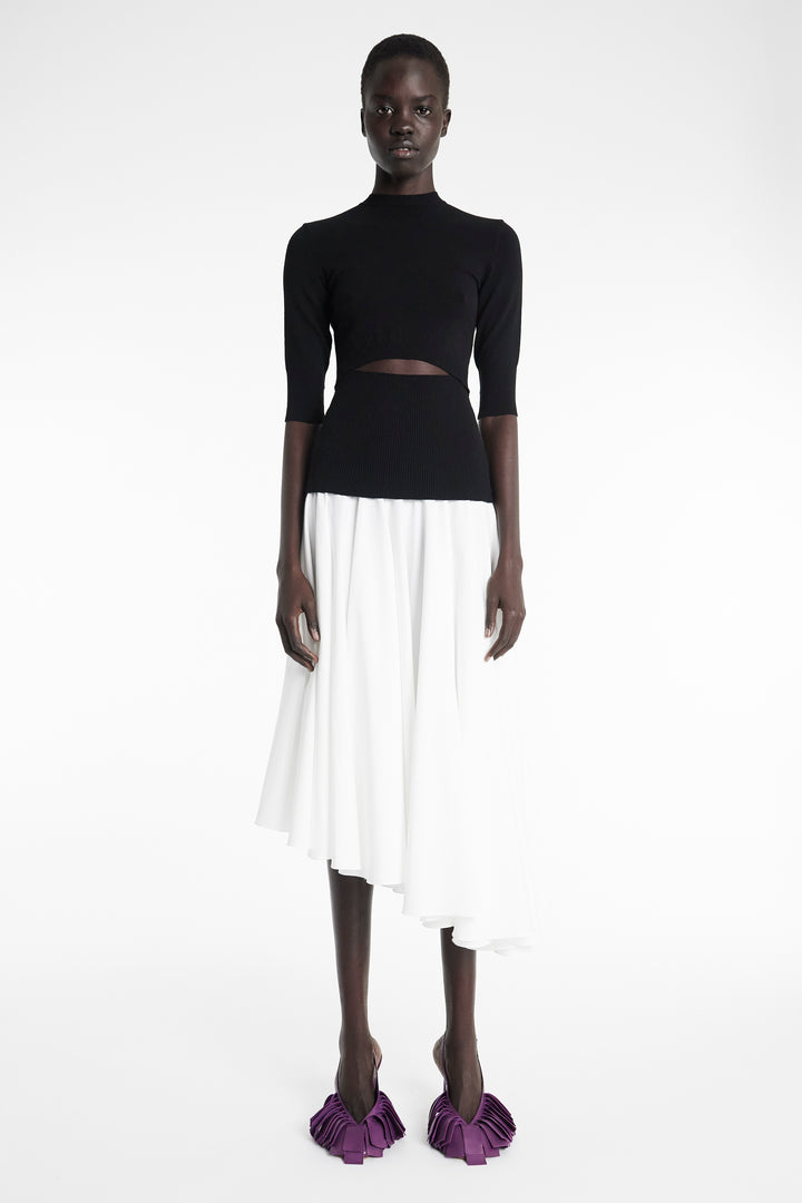 Knit Top Dress Black White