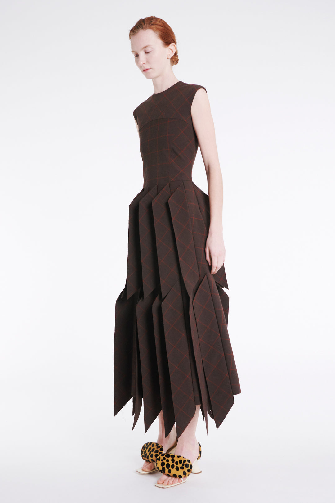 Dress With Panel Brown | Luxury Womenswear