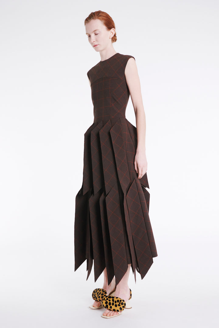 Dress With Panel Brown Check