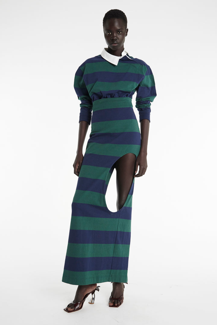 Pencil Skirt With Cut Out Emerald Green Navy