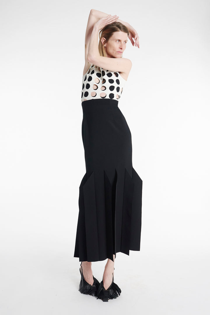 Midi Length Skirt With Hem Panel Detail Black