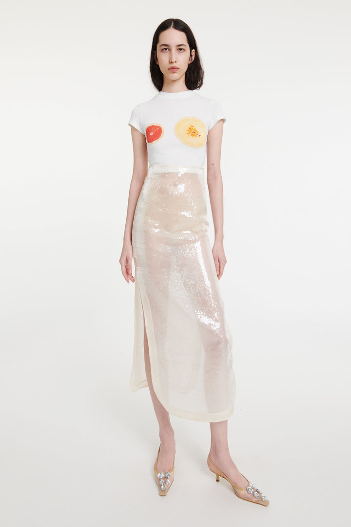 Sequined Skirt Ivory