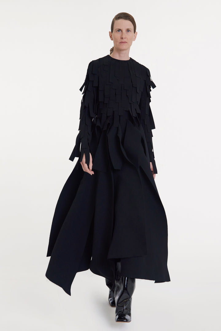 Multiple Asymmetric Panels Skirt Black