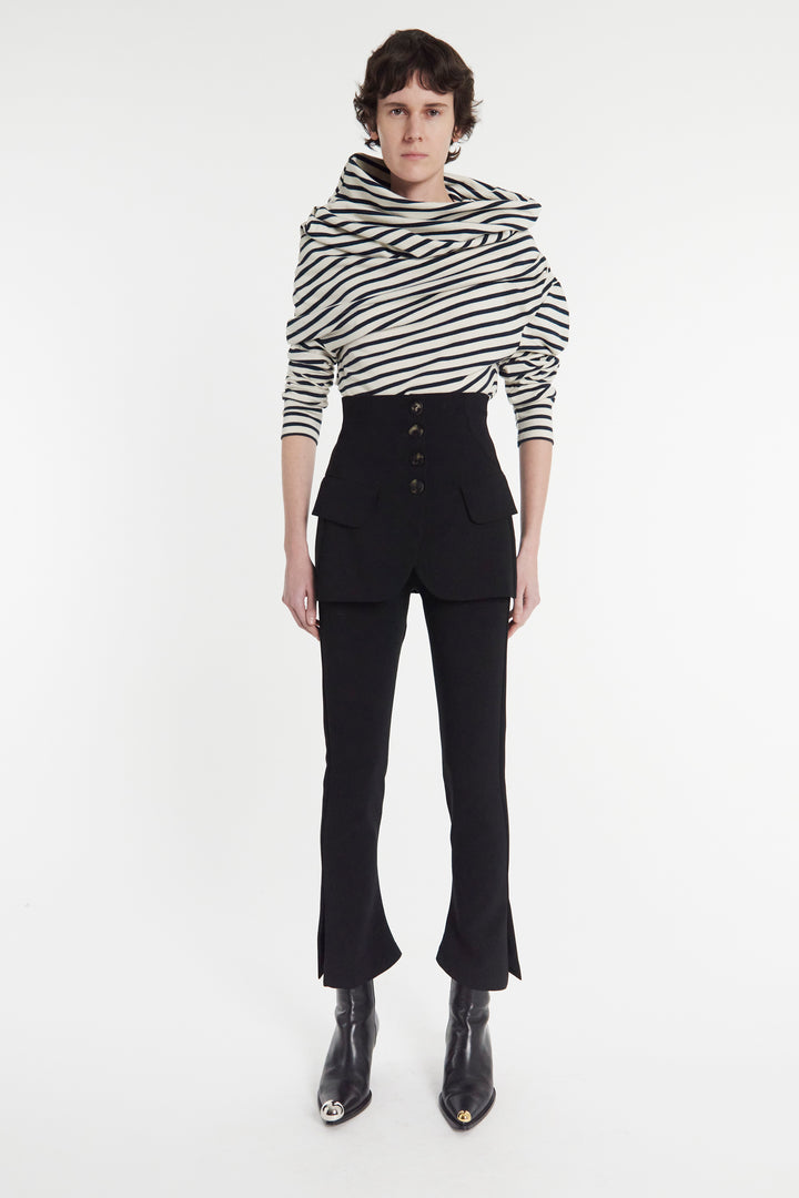 Slim Leg Trouser With Basque Detail Black