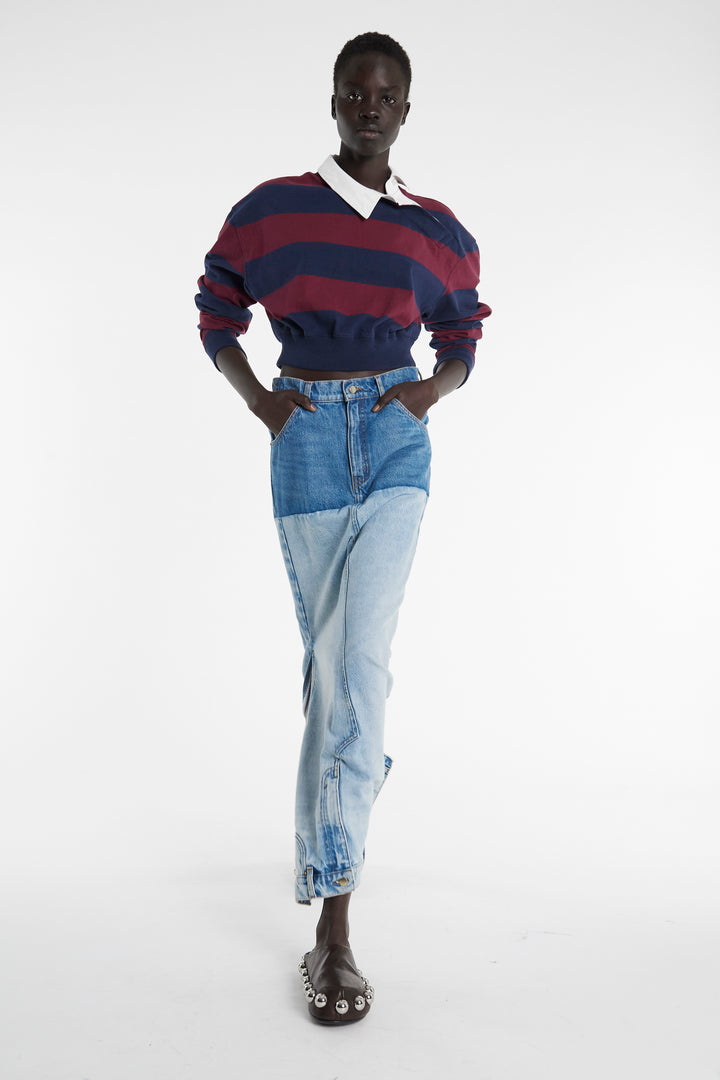 Twisted Collar Rugby Jersey Burgundy Navy