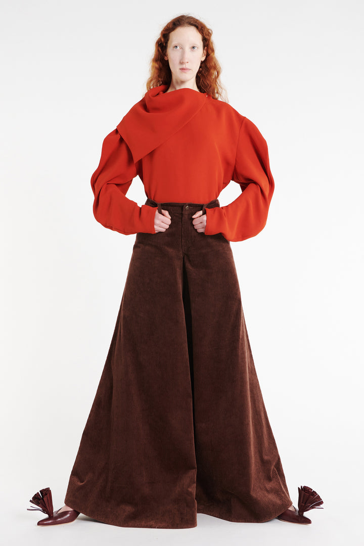 Draped Collar Top Terracotta