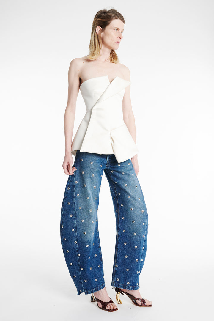 Corseted Tuxedo Top Ivory