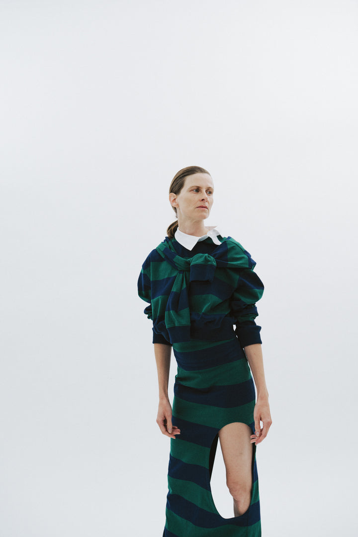 Pencil Skirt With Cut Out Emerald Green Navy