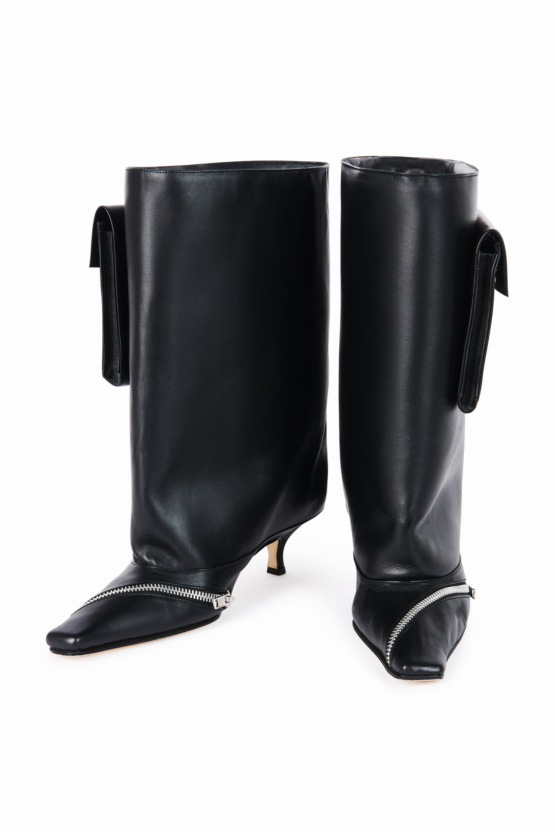 Dana Cerniera Kitten Heel Cylinder Boot With Zipper Black