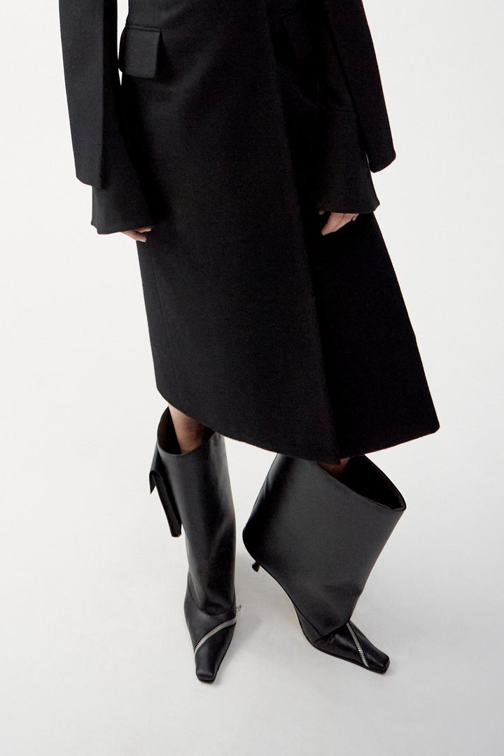 Dana Cerniera Kitten Heel Cylinder Boot With Zipper Black