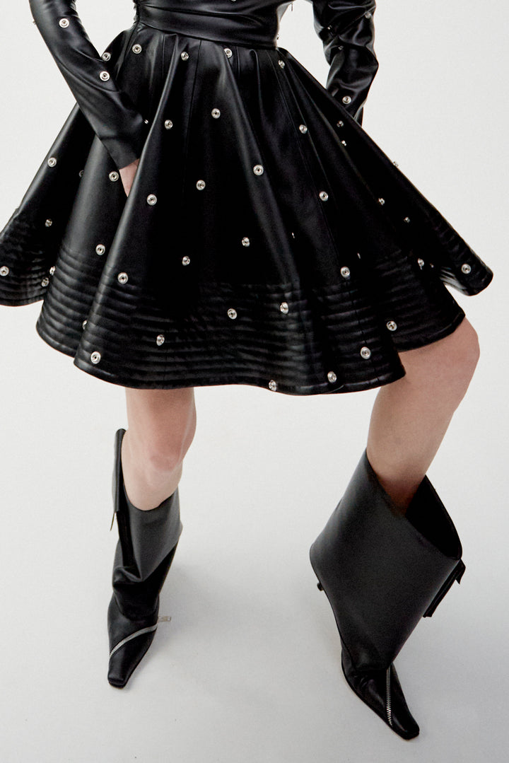 Dana Cerniera Kitten Heel Cylinder Boot With Zipper Black